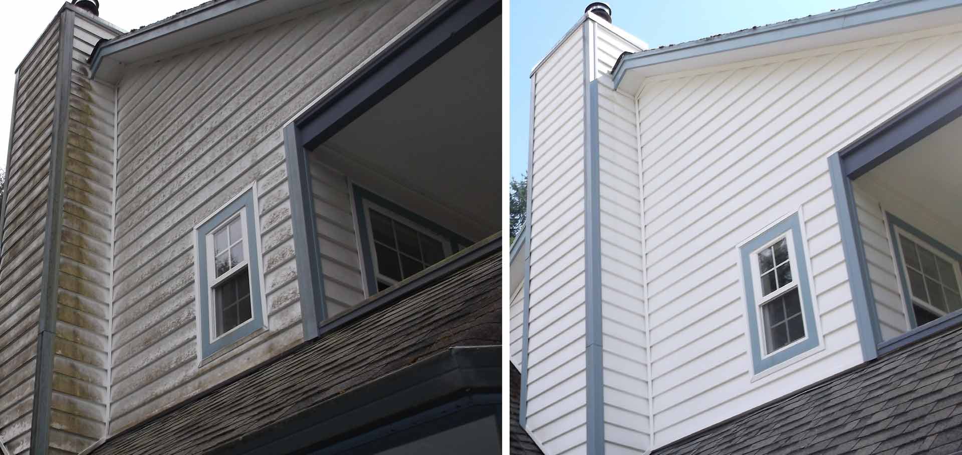 Roof soft washing in Savannah removing black streaks
